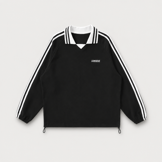 Retro Striped Lapel Sweatshirt