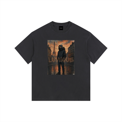 Lumique - Vintage Paris Painted Oversized Tee