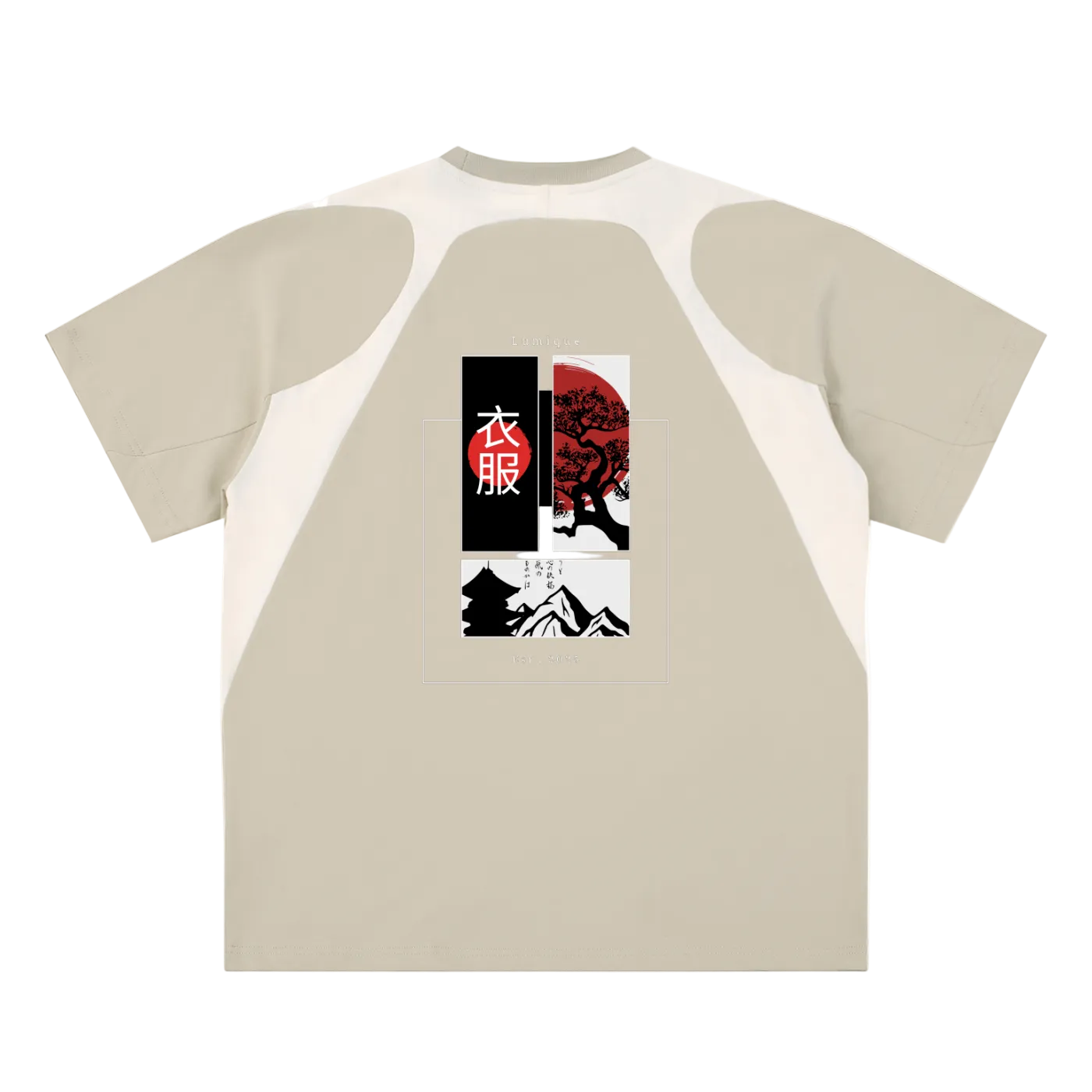 Lumique - Contrast Panel Cotton T-Shirt