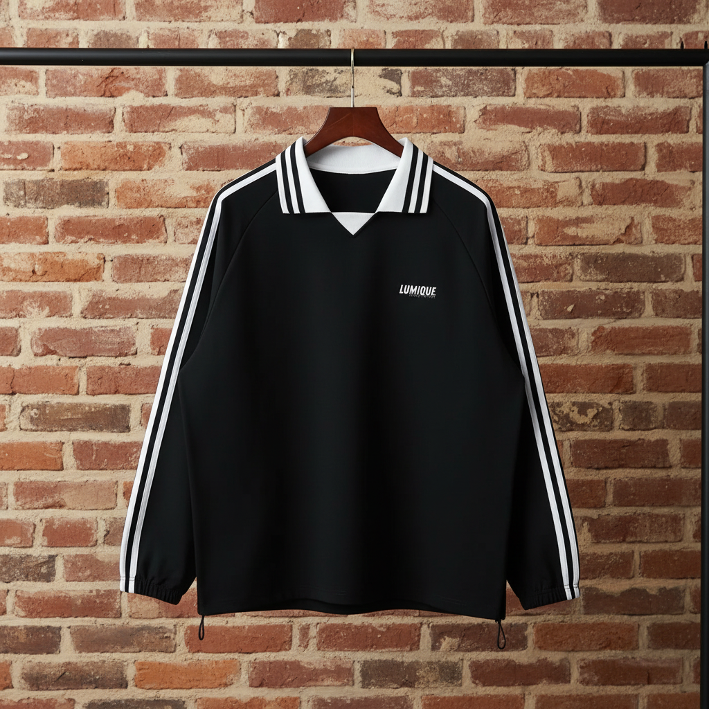 Enhanced: Retro Striped Lapel Sweatshirt