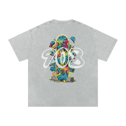 Lumique - Graffiti Snow Wash Oversized Tee