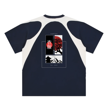 Lumique - Contrast Panel Cotton T-Shirt
