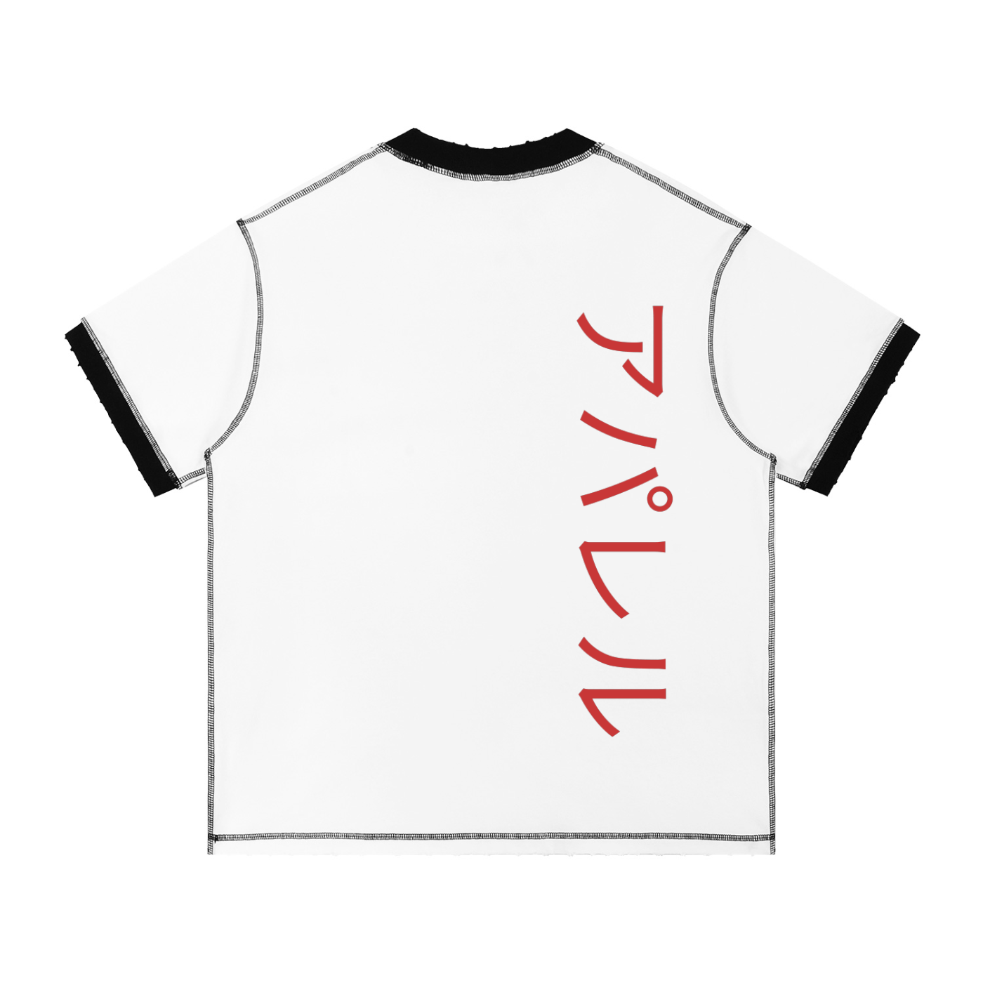 Lumique - Red Script Archive Contrast-Stitch Tee