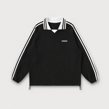 Retro Striped Lapel Sweatshirt