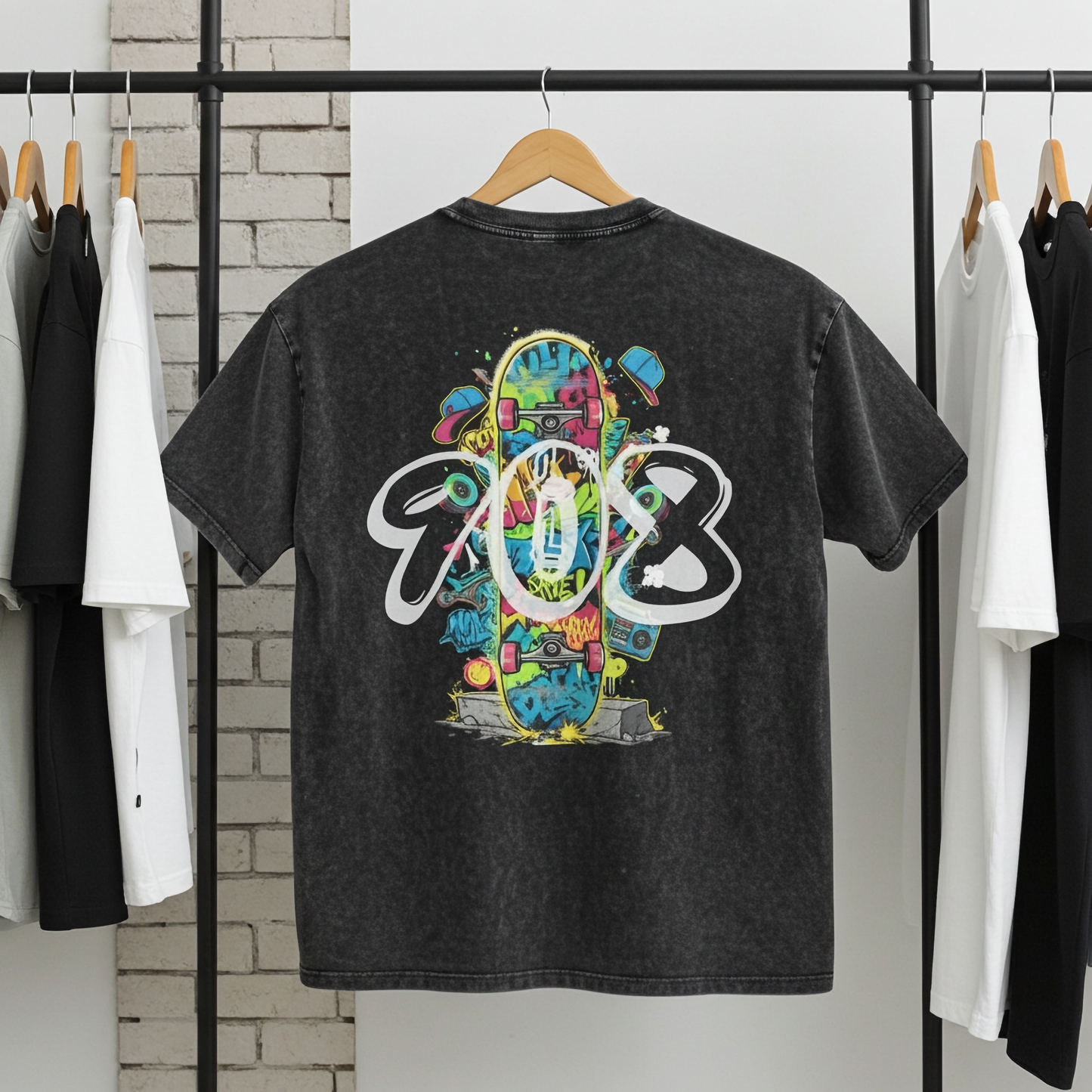 Lumique - Graffiti Snow Wash Oversized Tee